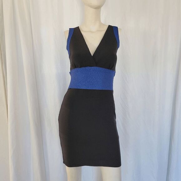 Fora metallic blue black bandage dress size L - Picture 5 of 7